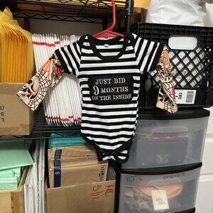 Just Did 9 Months On The Inside Baby Tattoo Sleeve Bodysuit, 6/9M - NWOT